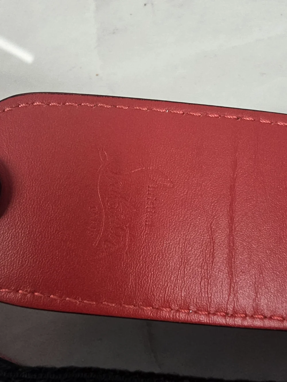 Christian Louboutin Black Embossed Leather Chain Shoulder Bag - Picture 5 of 14